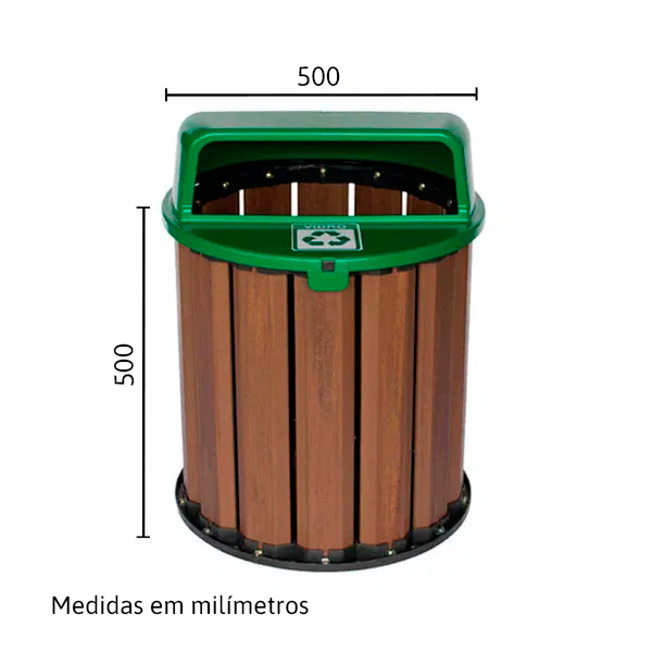 Lixeira de Madeira Plástica 67 Litros